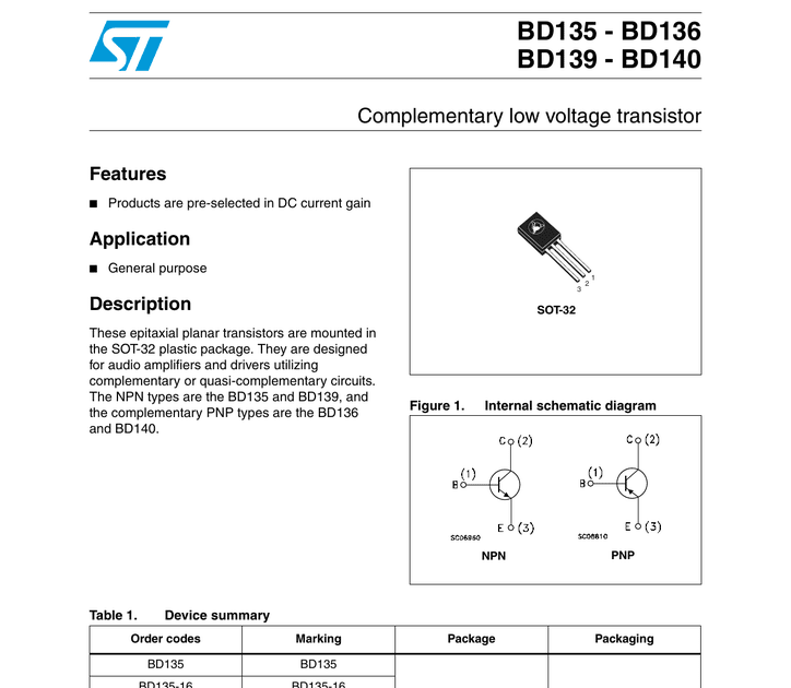datasheet Bd139 транзистор