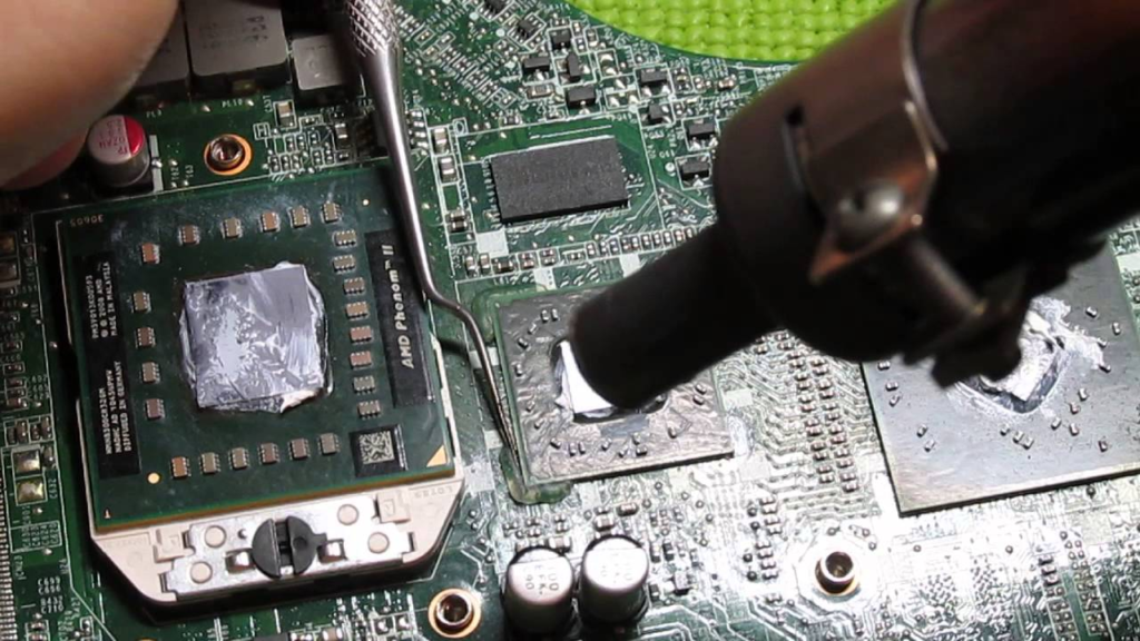 как снять компаунд с платы феном